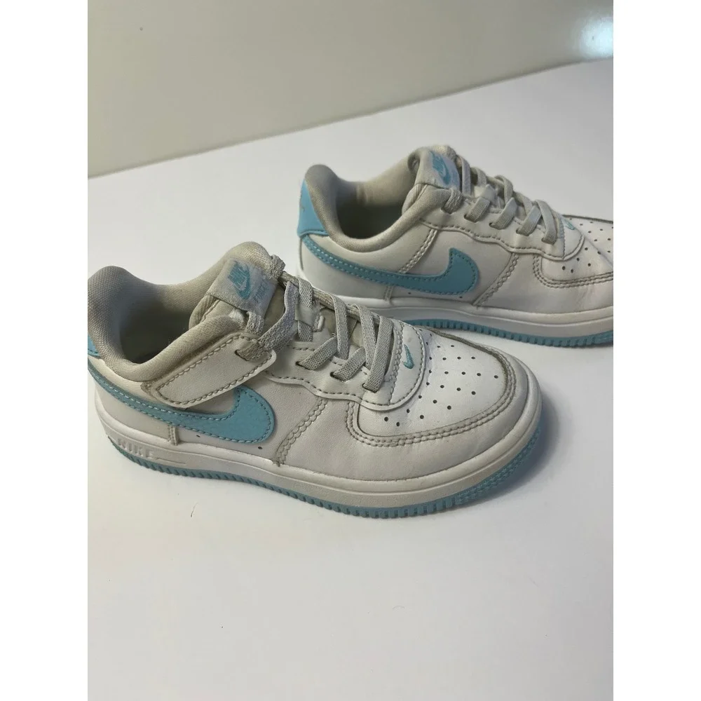 Nike Air‎ Force 1 Low Toddler White Light Blue Sneakers CU0591-103